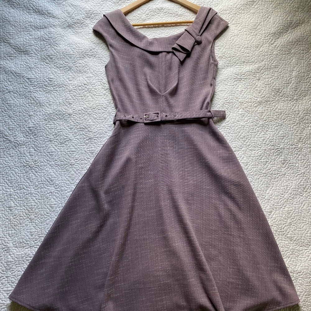 Retro Wide Collar Belted flare dress by Voodoo Vixen